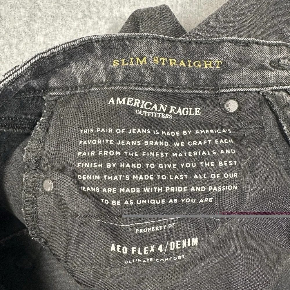 AMERICAN EAGLE Jeans Men's Extreme Flex4 Slim Straight Black Denim‎ 28x32(28x30)
